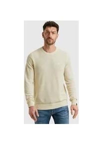 PME-Legend Rundhalspullover PME LEGEND, Herren, Gr. XL, bone wei&szlig; melee, Web, Obermaterial: 50% Baumwolle, 50% Modal, unifarben, regular fit normal, Rundhals, Rippb&uuml;ndchen, Pullover Rundhalspullover, mit Logo Stickerei