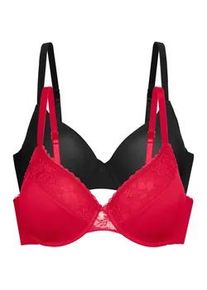 B&uuml;gel-BH Dorina "Sonia", Damen, Gr. 90, Cup E, schwarz (rot, schwarz), Spitze, Obermaterial: 65% Polyester, 26% Polyamid, 9% Elasthan, unifarben, BHs B&uuml;gel-BH, mit Spitzendetails, verstellbare Tr&auml;ger