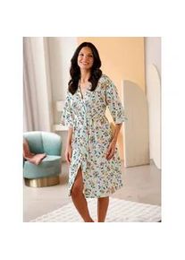 Morgenmantel, Damen, Gr. 36/38, gr&uuml;n (zartmint, bedruckt), Baumwolle, gemustert, mehrfarbig, Hausm&auml;ntel