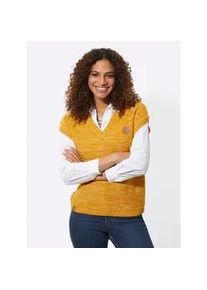 Pullunder Casual Looks "Pullunder", Damen, Gr. 50, gelb (ocker, meliert), 54% Baumwolle, 46% Polyacryl, gemustert, mehrfarbig, meliert, Pullover Pullunder