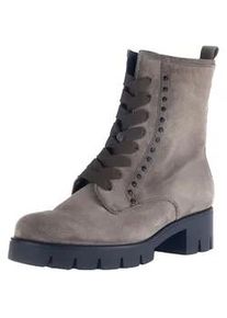 Schn&uuml;rstiefelette Gabor "Gabor Stiefelette Veloursleder", Damen, Gr. 39, braun (grau, braun), Veloursleder, Schuhe Schn&uuml;rstiefelette
