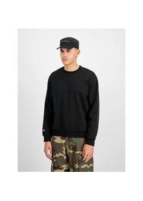 Sweatshirt Alpha Industries "Label Sweater BP", Herren, Gr. L, schwarz, angeraute Sweatware, Obermaterial: 80% Baumwolle, 20% Polyester, bedruckt, regular fit normal, Rundhals, Rippb&uuml;ndchen, Sweatshirts Sweatshirt