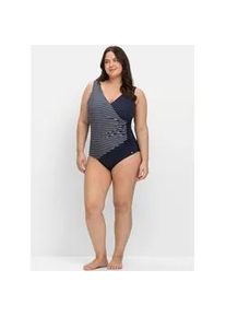 Badeanzug sheego, Damen, Gr. 46, Cup B, blau (marine), Polyester, Badeanz&uuml;ge Badeanzug