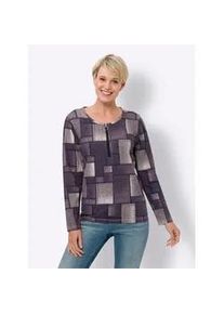 Langarmshirt Classic Basics "Langarm-Shirt", Damen, Gr. 40, orchidee, traube, bedruckt, 100% Baumwolle, gemustert, mehrfarbig, Rundhals, Shirts Langarmshirt