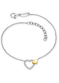 Armband Engelsrufer "Herzen Bicolor", gold (silberfarben, gelbgoldfarben, kristallwei&szlig;, kristallwei&szlig;), Armb&auml;nder, Damen, 20cm, Silber 925 (Sterlingsilber), Armband, Made in Germany - mit Zirkonia (synth.)