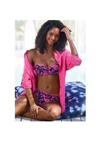 Longbluse Lascana, Damen, Gr. 42, pink, Web, Obermaterial: 58% Viskose, 28% Baumwolle, 14% Leinen, unifarben, figurumspielend kniebedeckend, V-Ausschnitt, mit Riegel krempelbar, Blusen Longbluse, aus leichter Webware mit Leinenanteil, luftiges Blusenkleid, Topseller