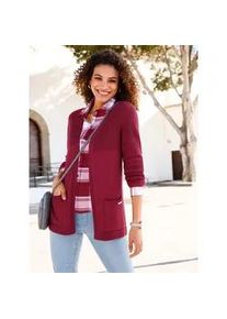 Strickjacke Casual Looks, Damen, Gr. 38, rot (dunkelrot), 50% Baumwolle, 50% Polyacryl, unifarben, Strickjacken Strickjacke