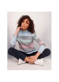 Jacquardpullover CREATION L PREMIUM "Baumwoll-Pullover", Damen, Gr. 38, blau (grau, bleu, gemustert), 100% Baumwolle, gemustert, mehrfarbig, Pullover