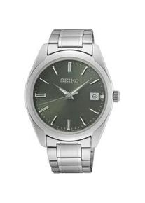 Quarzuhr Seiko, silber (silberfarben, gr&uuml;n), Armbanduhren, Damen, Quarzuhr, Armbanduhr, Herrenuhr, Damenuhr, Datum, Saphirglas, Edelstahlarmband