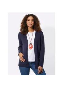 Strickjacke Casual Looks, Damen, Gr. 44, blau (marine), 50% Baumwolle, 50% Polyacryl, unifarben, Strickjacken Strickjacke