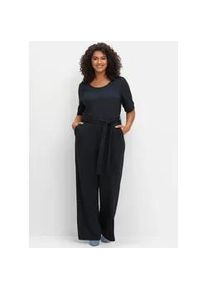 Jumpsuit sheego BY JOE BROWNS, Damen, Gr. 46, Normalgr&ouml;&szlig;en, blau (tiefblau), 68% Viskose, 27% Polyamid, 5% Elasthan, unifarben, lang, Overalls Jumpsuit