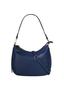 Umh&auml;ngetasche CLUTY, Damen, Gr. B/H/T: 31cm x 24cm x 7cm onesize, blau, Leder, leicht gl&auml;nzend, unifarben, Taschen Umh&auml;ngetasche, echt Leder, Made in Italy