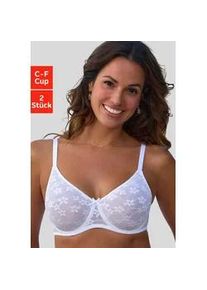 Minimizer-BH Petite Fleur, Damen, Gr. 100, Cup C, wei&szlig; (2x wei&szlig;), Spitze, Obermaterial: 85% Polyamid, 15% Elasthan, BHs Minimizer-BH, mit B&uuml;gel im attraktiven Doppelpack