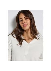 Langarmshirt Street One, Damen, Gr. 44, wei&szlig; (sanftes wei&szlig;), Jersey, Obermaterial: 95% Viskose, 5% Elasthan, unifarben, regular fit normal, V-Ausschnitt, gerader Abschluss, Shirts Langarmshirt, mit V-Ausschnitt