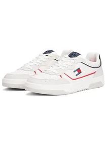 Tommy Hilfiger Sneaker TOMMY JEANS "TJM CUPSOLE ELEVATED LEATHER", Herren, Gr. 41, wei&szlig; (wei&szlig;, blau rot), Nappaleder, Veloursleder, kontrastfarbene Details, Schuhe Sneaker, Freizeitschuh, Halbschuh, Schn&uuml;rschuh, bunte Paspel in Tommy Farben