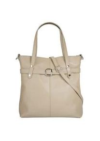 Shopper CLUTY, Damen, Gr. B/H/T: 30cm x 31cm x 11cm onesize, beige, Leder, leicht gl&auml;nzend, unifarben, Taschen Shopper, echt Leder, Made in Italy