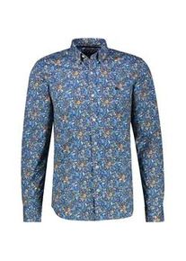 Langarmhemd Lerros "Herrenhemd FLOWERS in &Uuml;bergr&ouml;ssen", Herren, Gr. 4XL, extraweit, blau (storm blau), 97% Baumwolle, 3% Elasthan, Hemden