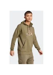 Kapuzensweatshirt Adidas SPORTSWEAR "M CAMO 3B HD", Herren, Gr. S, gr&uuml;n (olive strata), Obermaterial: 55% Baumwolle, 36% Polyester, 9% Viskose, normal, Rundhals, angesetztes B&uuml;ndchen, Sweatshirts