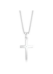 Collierkettchen Elli DIAMONDS "Kreuz Glaube Diamant (0.005 ct) Basic 925 Silber", silber, Halsketten, Damen, 45, 0,01 mit Diamanten, Silber 925 (Sterlingsilber), L: 45