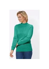 Stehkragenpullover Classic Basics "Pullover", Damen, Gr. 46, blaugr&uuml;n, 100% Polyacryl, unifarben, Pullover Stehkragenpullover