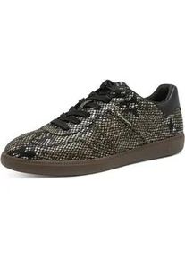 Sneaker Tamaris, Damen, Gr. 37, schwarz snake, Lederimitat, Textil, Reptilienpr&auml;gung, Schuhe Sneaker, Freizeitschuh, Halbschuh, Schn&uuml;rschuh mit gepolstertem Schaftrand