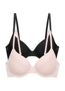 B&uuml;gel-BH Dorina "Jana (Valentine)", Damen, Gr. 70, Cup E, schwarz (pink, schwarz), Microtouch, Obermaterial: 61% Polyamid, 31% Polyester, 8% Elasthan, BHs B&uuml;gel-BH, leicht gepolstert, vorgeformte Cups, Spitzendetails, elastisch