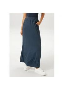 Maxirock Aniston CASUAL, Damen, Gr. 46, marine, Single Jersey, Obermaterial: 95% Viskose, 5% Elasthan, unifarben, figurumspielend kn&ouml;chelfrei, R&ouml;cke Maxirock, im Marine Look