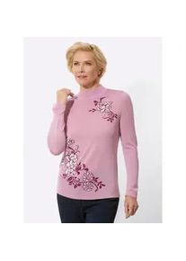 Classic Dog Stehkragenpullover CLASSIC "Stehkragen-Pullover", Damen, Gr. 50, rosa (ros&eacute;), 100% Polyacryl, gebl&uuml;mt, gemustert, mehrfarbig, Pullover Stehkragenpullover