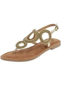 Riemchensandale Lazamani "Lazamani Sandalen Leder", Damen, Gr. 38, gold, Leder, Schuhe Riemchensandale