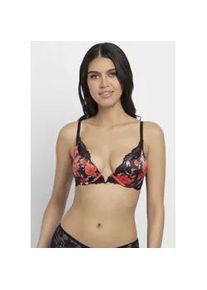 B&uuml;gel-BH Dorina "Anahi Floral", Damen, Gr. 75, Cup E, schwarz, Spitze, Obermaterial: 58% Polyester, 35% Polyamid, 7% Elasthan, bedruckt, BHs B&uuml;gel-BH, leicht gepolsterte K&ouml;rbchen, mit Blumen-Design, Spitzendetails