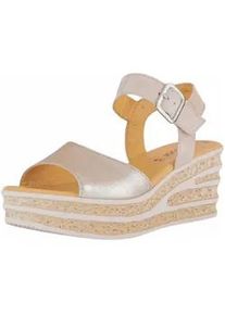 Keilsandalette Gabor "Gabor Sandalen Leder", Damen, Gr. 39, puder, Leder, Schuhe