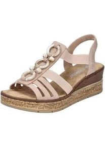 Keilsandalette Rieker "Rieker Sandalen Lederimitat", Damen, Gr. 41, rosa (altrosa), Lederimitat, Schuhe