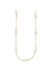 Silberkette "Schmuck Geschenk Halskette", gold (gelbgoldfarben, wei&szlig;), ANISTON JEWELRY & WATCHES, Halsketten, Damen, Perlen Silber 925 (Sterlingsilber), L: 47 B: 1mm, Perlen, Silber 925 (Sterlingsilber), Silberkette, mit Naturperle, B:1mm