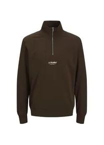 Jack & Jones PlusSize Sweatshirt "JJESOHO SWEAT QUARTER ZIP HN NOOS PLS", Herren, Gr. 6XL, delicioso, Sweatware, Obermaterial: 80% Baumwolle, 20% Polyester, JACK & JONES PLUSSIZE, bedruckt, unifarben, regular fit normal, hoch geschlossener Ausschnitt, Rippb&uuml;ndchen, Sweatshirts Sweatshirt