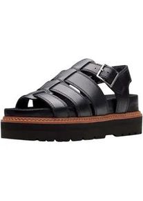 Plateausandaletten Clarks "Clarks Sandalen Leder", Damen, Gr. 39,5, schwarz, Leder, Schuhe