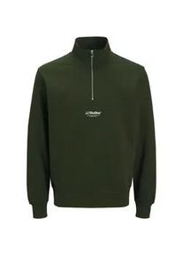 Jack & Jones PlusSize Sweatshirt "JJESOHO SWEAT QUARTER ZIP HN NOOS PLS", Herren, Gr. 4XL, bunt (duffel bag), Sweatware, Obermaterial: 80% Baumwolle, 20% Polyester, JACK & JONES PLUSSIZE, bedruckt, unifarben, regular fit normal, hoch geschlossener Ausschnitt, Rippb&uuml;ndchen, Sweatshirts Sweatshirt