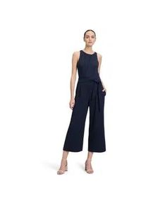 7/8-Overall Vera Mont "Damen mit Bindeg&uuml;rtel", Damen, Gr. 42, Normalgr&ouml;&szlig;en, blau (night sky), Obermaterial: 95% Polyester, 5% Elasthan; Futter: 100% Polyester, figurumspielend, Rundhals, Overalls