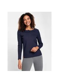 T-Shirt Casual Looks "Rundhals-Shirt", Damen, Gr. 40, blau (marine), 95% Baumwolle, 5% Elasthan, unifarben, Rundhals, Shirts T-Shirt