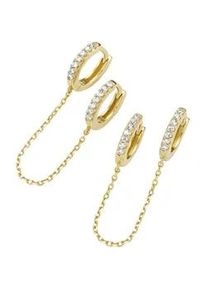 Paar Creolen "mit Zirkonia, Silber 925", gold, Giorgio Martello MILANO, Ohrringe, Damen, Silber 925 (Sterlingsilber)