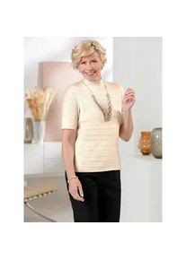 Classic Dog Kurzarmpullover CLASSIC "Pullover", Damen, Gr. 48, beige (champagner), 55% Baumwolle, 45% Viskose, unifarben, Pullover