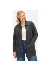 Longstrickjacke sheego, Damen, Gr. 56/58, graphit, meliert, 66% Polyester, 18% Polyacryl, 10% Polyamid, 6% Wolle, unifarben, Strickjacken Longstrickjacke
