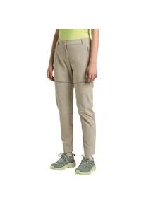 Zip-off-Hose Jack Wolfskin "HIKEOUT ZIP OFF PANTS W", Damen, Gr. 34, Normalgr&ouml;&szlig;en, grau (stone), Obermaterial: 86% Polyamid, 14% sonstige Fasern. Futter: 100% Polyester, Hosen
