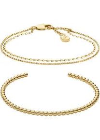 Armband Set Fossil "Multipack Schmuck Geschenk Metall JEWELRY", gold (gelbgoldfarben), Armb&auml;nder, Damen, 19,2cm, Metall