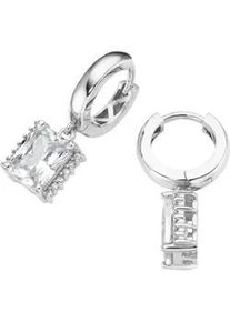 Paar Creolen Smart Jewel "mit Zirkonia und Kristallsteinen, Silber 925", wei&szlig;, Ohrringe, Damen, Silber 925 (Sterlingsilber)