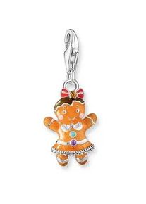 Charm-Einh&auml;nger Thomas Sabo "Lebkuchen-M&auml;dchen", silberfarben, orange, pink, blau, rot, violett, braun, orange, Charms, Damen, Silber 925 (recycelt), mit Zirkonia (synth.)