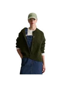 Marc O'Polo Cardigan MARC O'POLO DENIM "aus kuscheligem Schurwolle-Alpaka-Mix", Damen, Gr. L, gr&uuml;n (dunkelgr&uuml;n melange), Obermaterial: 60% Schurwolle, 16% Polyamid, 12% Polyacryl, 12% Alpaka, unifarben, relaxed fit, Rundhals, Rippb&uuml;ndchen, Strickjacken