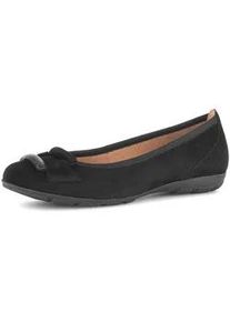 Ballerina Gabor, Damen, Gr. 40, schwarz (schwarz, schwarz), Ziegenveloursleder, unifarben, Schuhe Ballerina, Businessschuh, Schlupfschuh mit Hovercraft-Luftkammern