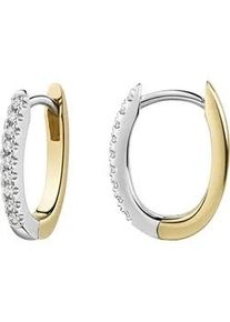 Paar Creolen ZEEme "925/- Sterling Silber rhodiniert und vergoldet Zirkonia", mehrfarbig, wei&szlig;, Ohrringe, Damen, one-size, Silber 925 (Sterlingsilber)