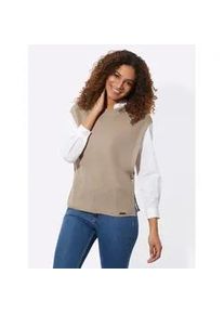 Pullunder Casual Looks "Kapuzen-Pullunder", Damen, Gr. 38, beige (sesam), 50% Baumwolle, 50% Polyacryl, unifarben, Pullover Pullunder