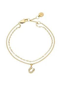 Armband Fossil "Schmuck Geschenk Edelstahl SUTTON", gelbgoldfarben, kristallwei&szlig;, kristallwei&szlig;, Armb&auml;nder, Damen, 19cm, Edelstahl, Armband, mit Glasstein